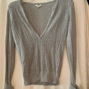 Abercrombie Cotton Knit Lace Motif  Gray Sweater Size M